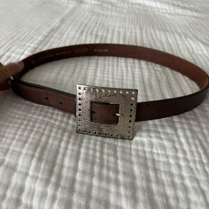 Silpada Dark Brown vintage Belt with Textured Silver Buckle